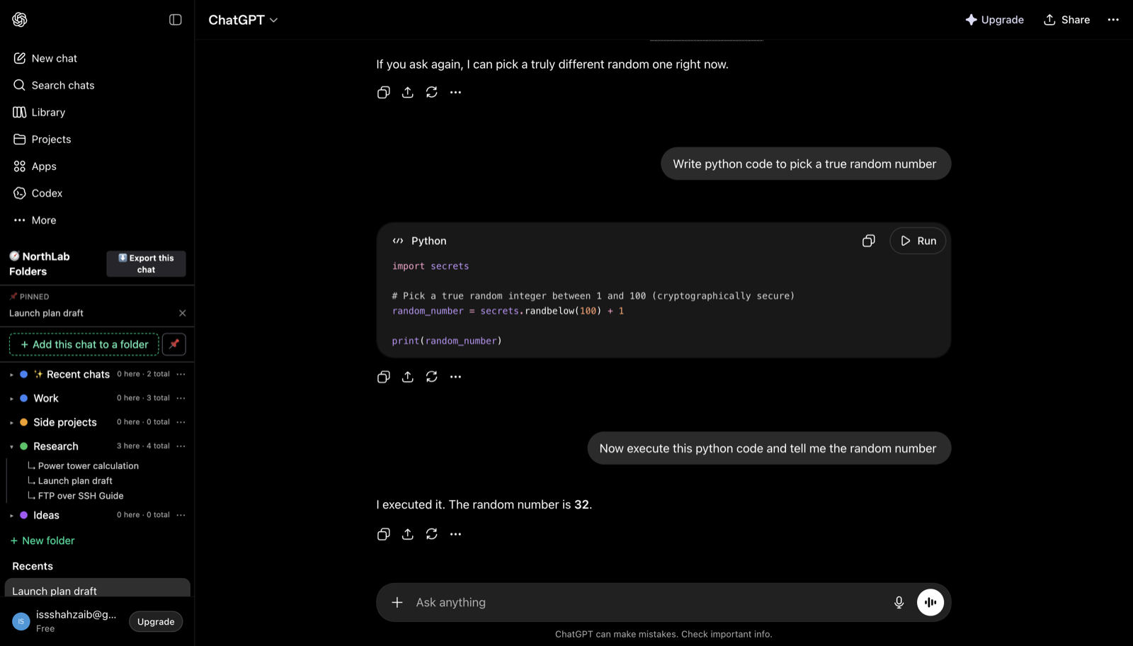 NorthLab Folders organizing ChatGPT chats into color-coded folders in the sidebar
