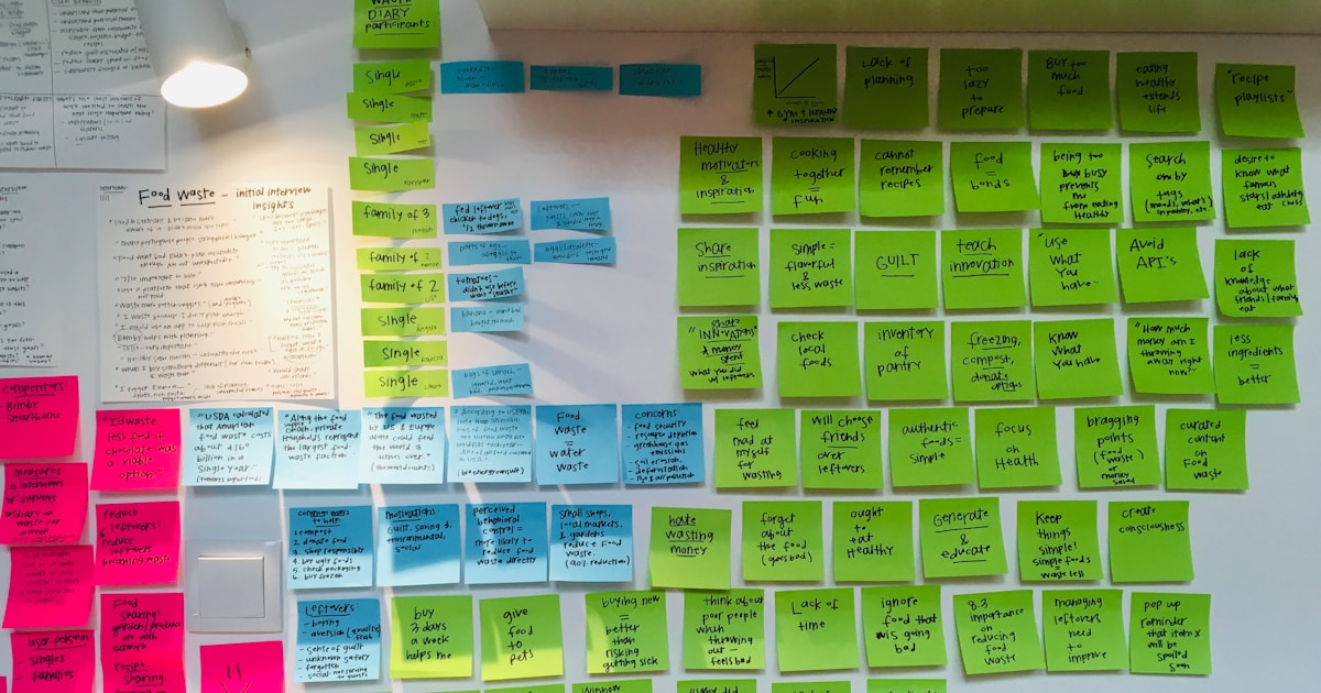 Colorful sticky notes grouped together, like chats organized into folders